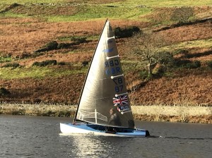 Jerry streaking away from the fleet in his new Finn